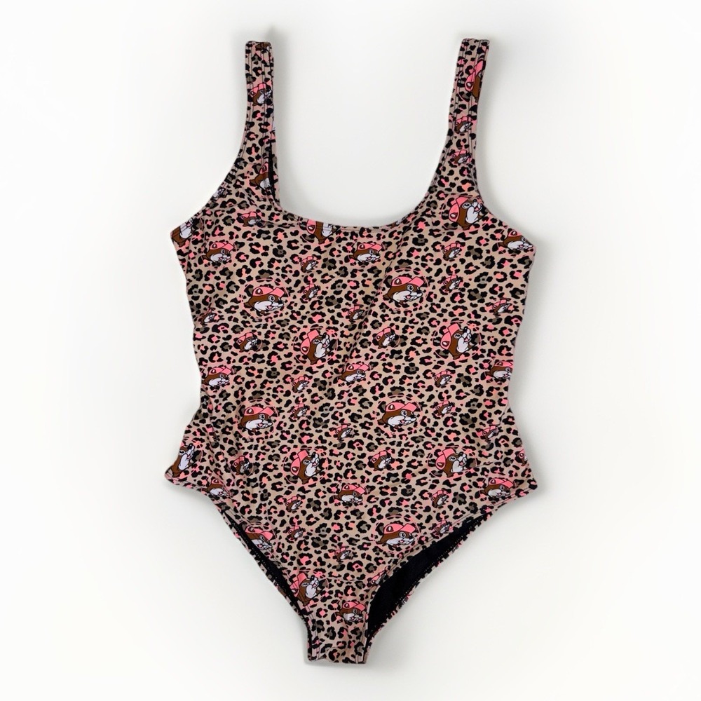 WOMEN'S Bucee's One Piece Swimsuit Leopard Print Beaver Womens SZ SM SWIM BEACH